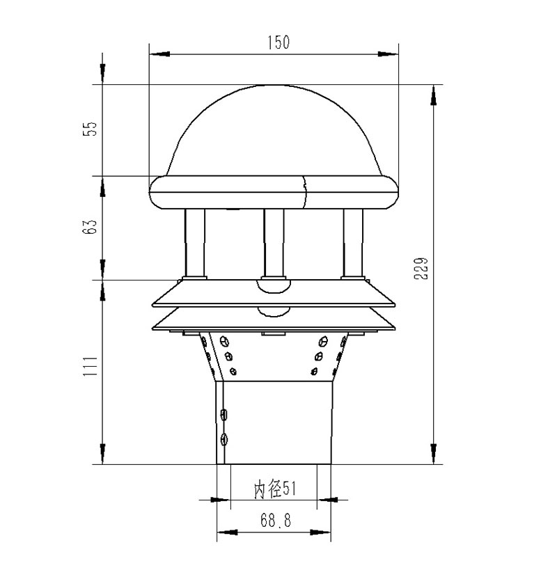 光学雨量传感器厂家产品尺寸图