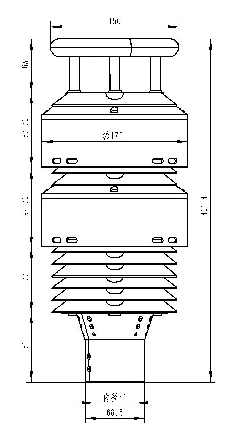 微型大气环境污染物监测仪产品尺寸图