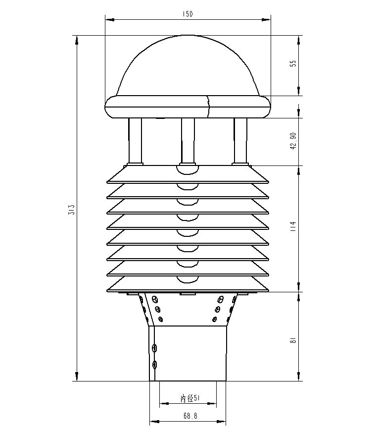 多参数气象传感器产品尺寸图