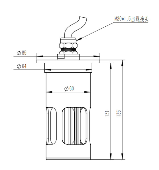 电力积冰检测传感器产品尺寸图