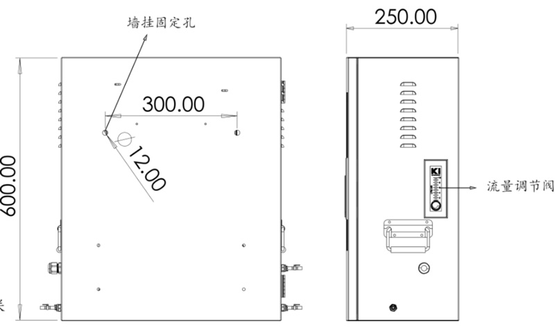 水质ph电导率浊度在线监测设备侧视图