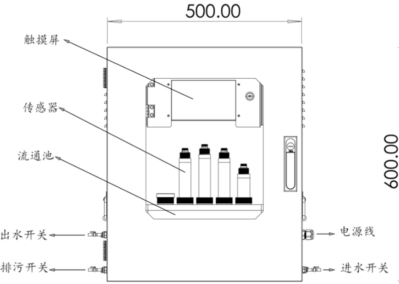 二次供水水质在线监测仪仪器正视图